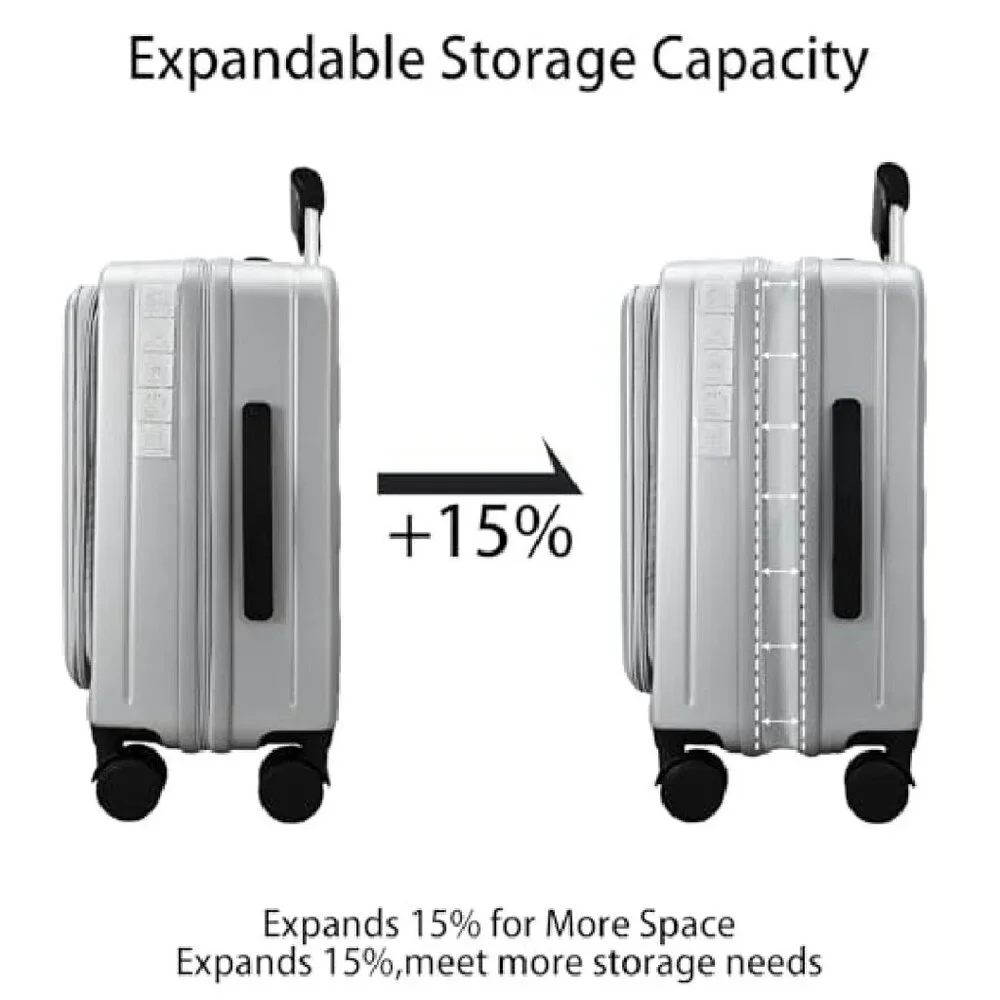 20 Inch Expandable Carry On Luggage with Laptop Compartment & TSA Lock